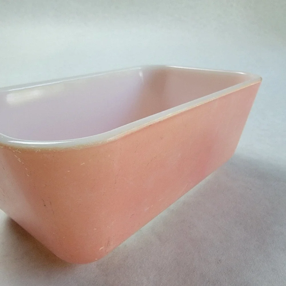 Pyrex 502 Pink Refrigerator Dish Container Rectangular Milk Glass Inside